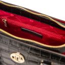 Croque Handtasche aus Leder mit Kroko-Prägung Schwarz TL142504