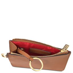 Porte Cartes en Cuir Avec Poignée Cognac TL142544
