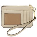 Leather Card Holder With Handle Beige TL142544