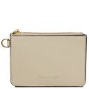 Porte Cartes en Cuir Avec Poignée Beige TL142544