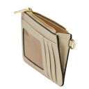 Leather Card Holder With Handle Beige TL142544