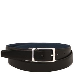 Elegant Double-sided Leather Belt 35mm in Smooth Leather Dark Blue TL142541