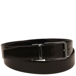 Cintura Elegante Double Face in Pelle Spazzolata 35mm Testa di Moro TL142540