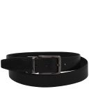 Elegant Double-sided Leather Belt 35mm in Smooth Leather Черный TL142542