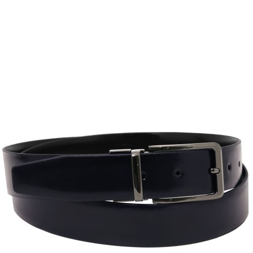 Elegant Double-sided Brushed Leather Belt 35mm Dark Blue TL142540