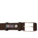Casual Leather Belt 35mm With Light Blue Edges Dark Brown TL142528