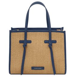 Frame Henkeltasche mit Stroheffekt Blau TL142566