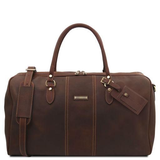 Lisbona Travel Leather Duffle bag - Large Size Dark Brown TL142557
