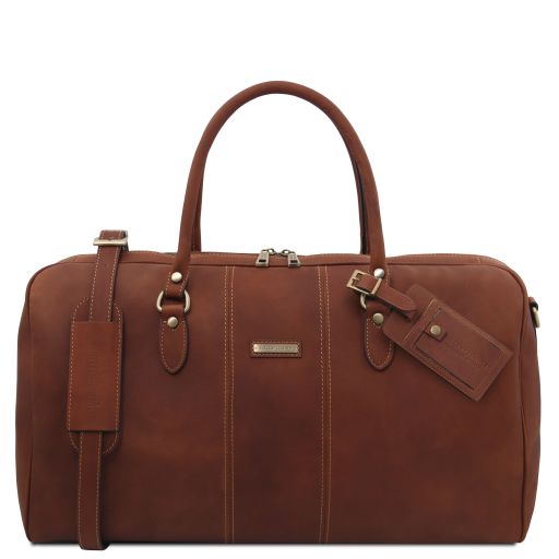 Lisbona Travel Leather Duffle bag - Large Size Brown TL142557