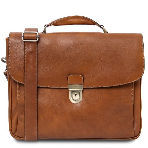 Alessandria Leather Multi Compartment TL SMART Laptop Briefcase Телесный TL140825