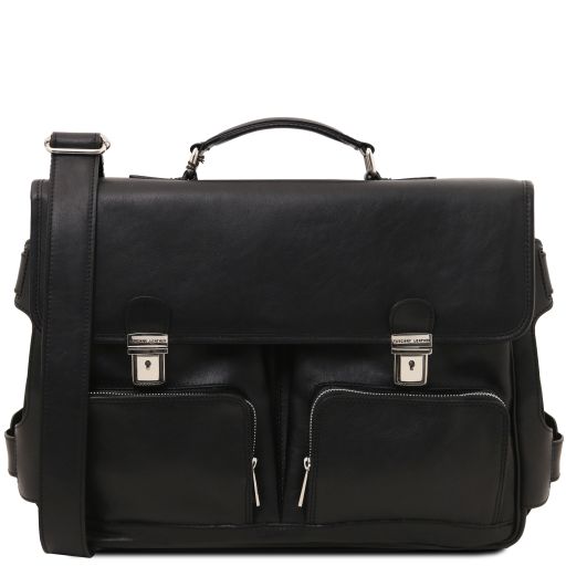 Ventimiglia Borsa Multiscomparto da Lavoro TL SMART con Tasche Frontali in Pelle Nero TL140587