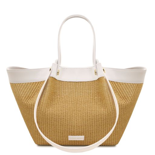 Soleil Borsa Shopping in Rafia Bianco TL142567