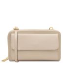 Urania Monedero/soporte Para Celular en Piel con Bandolera Beige TL142433