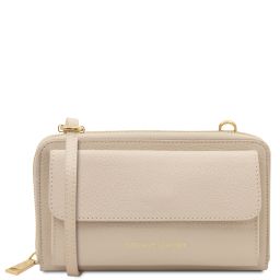 Urania Monedero/soporte Para Celular en Piel con Bandolera Beige TL142433