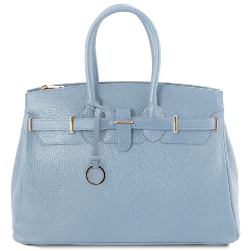 TL Bag Leather Handbag With Golden Hardware Light Blue TL141529