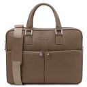 Treviso Leather Laptop Briefcase Dark Taupe TL142546