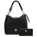 Ibiza Soft Leather Shopping bag and zip Around Leather Wallet Черный TL142609