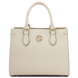 Croque Leather Handbag Beige TL142565