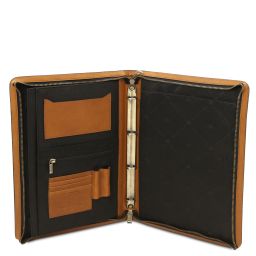 Cesare Leather Document Case With Handle and Ring Binder Natural TL142554