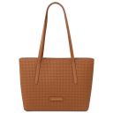 Dedalo Leder-Shopper mit Flechtprägung Cognac TL142578