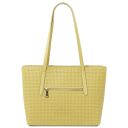 Dedalo Leder-Shopper mit Flechtprägung Pastell Gelb TL142578