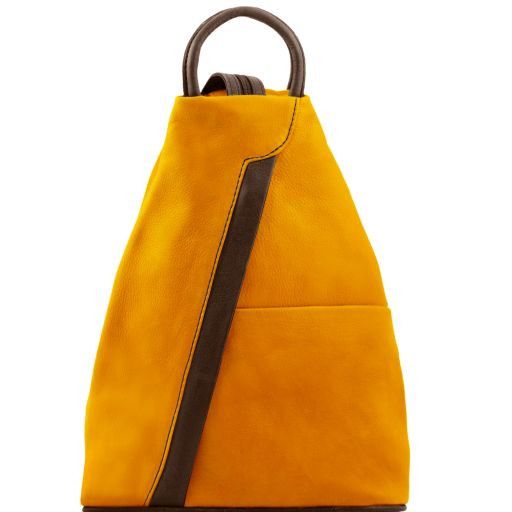 mustard yellow leather backpack