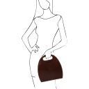 Carmen Leather Handbag With Oval Cut-out Handle Brown TL6088