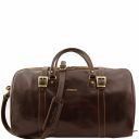 Berlin Travel Leather Duffle bag With Front Straps - Large Size Dark Brown TL1013