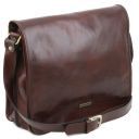 TL Messenger Two Compartments Leather Shoulder bag - Large Size Black TL141254