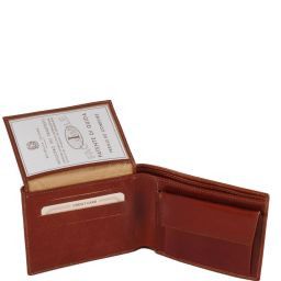 Exclusive 3 Fold Leather Wallet for men With Coin Pocket Brown TL140763