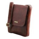 John Leather Crossbody bag for men With Front zip Brown TL141408