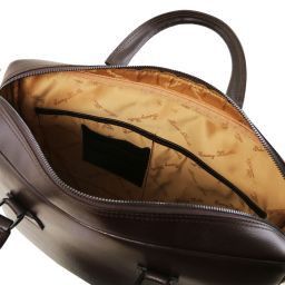 Urbino Maletín ordenador en piel para Saffiano con bolsillo delantero Marrón oscuro TL141627