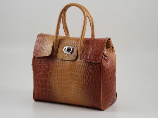 Erika Croco Printed Leather Bag- Small Size Оранжевый TL140921