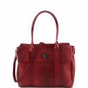 Eva Croco Look Leather Shoulder bag - Medium Size Красный TL140923