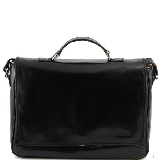 black leather laptop case