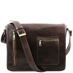 TL Messenger Borsa a tracolla porta notebook in pelle 2 scomparti Testa di Moro TL141650
