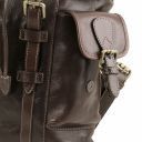 Nara Exklusiver Rucksack aus Leder mit Reissverschluss-Seitentaschen Dunkelbraun TL141661