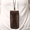 Эксклюзивный кожаный футляр для Очков/Смартфона Большой размер Темно-коричневый TL141321