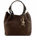 TL KeyLuck Woven Printed Leather Shopping bag Dark Brown TL141573