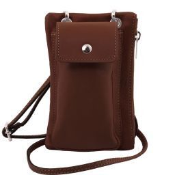 TL Bag Sac bandoulière pour portable en cuir souple Marron TL141423