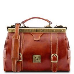 Monalisa Doctor gladstone leather bag with front straps Honey TL10034