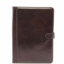 Adriano Leather Document Case With Button Closure Dark Brown TL141203