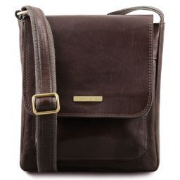 Jimmy Leather crossbody bag for men with front pocket Темно-коричневый TL141407