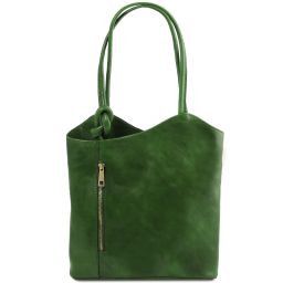 Patty Bolso de Señora en Piel Convertible en Mochila Verde TL141497