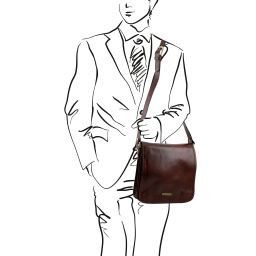 TL Messenger Bolso en piel con bandolera 1 compartimento Marrón oscuro TL141260