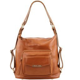 TL Bag Leather Convertible Backpack Shoulderbag Cognac TL141535
