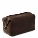 Smarty Leather Toiletry bag - Large Size Dark Brown TL141219