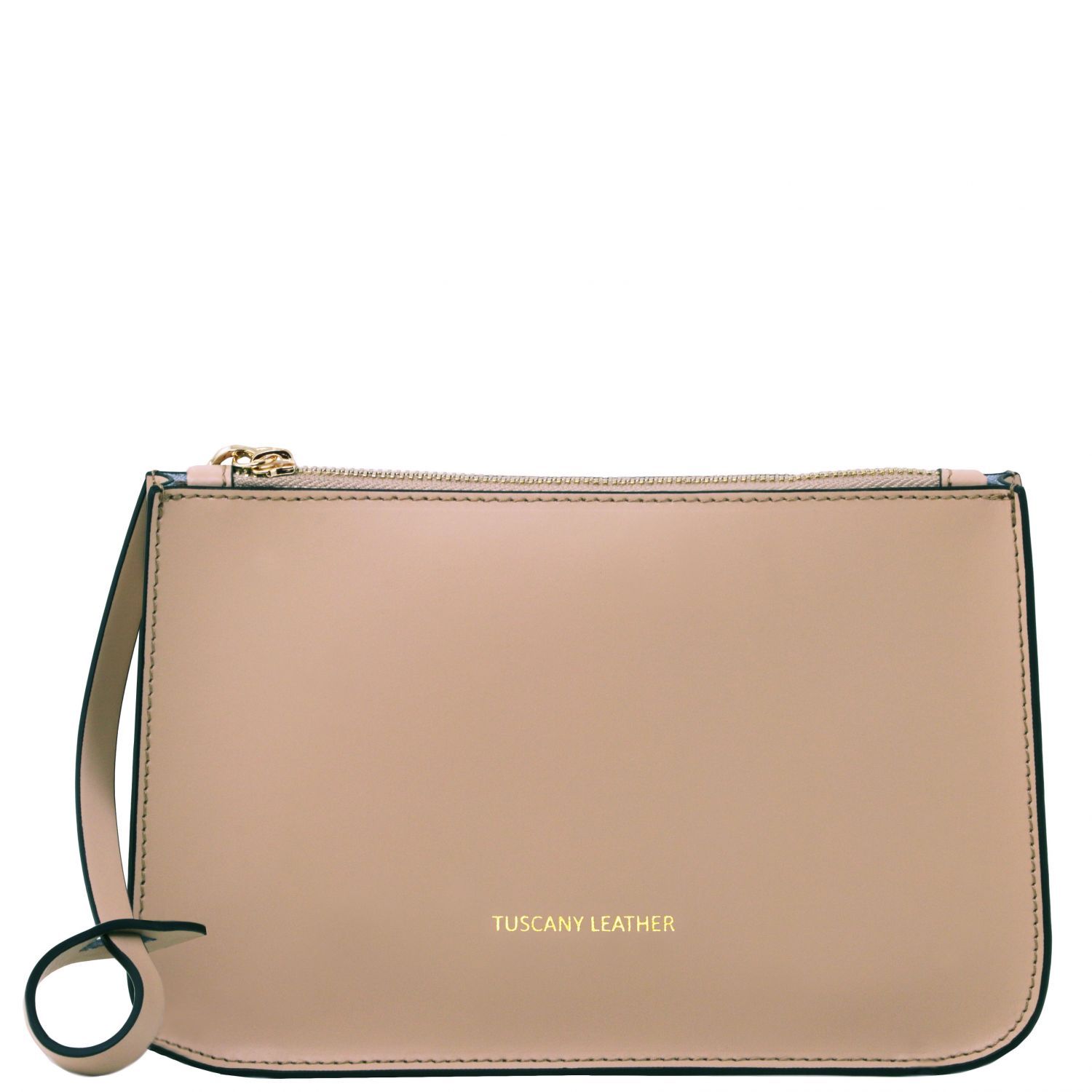 Febe Leather Clutch Handbag Beige TL141513