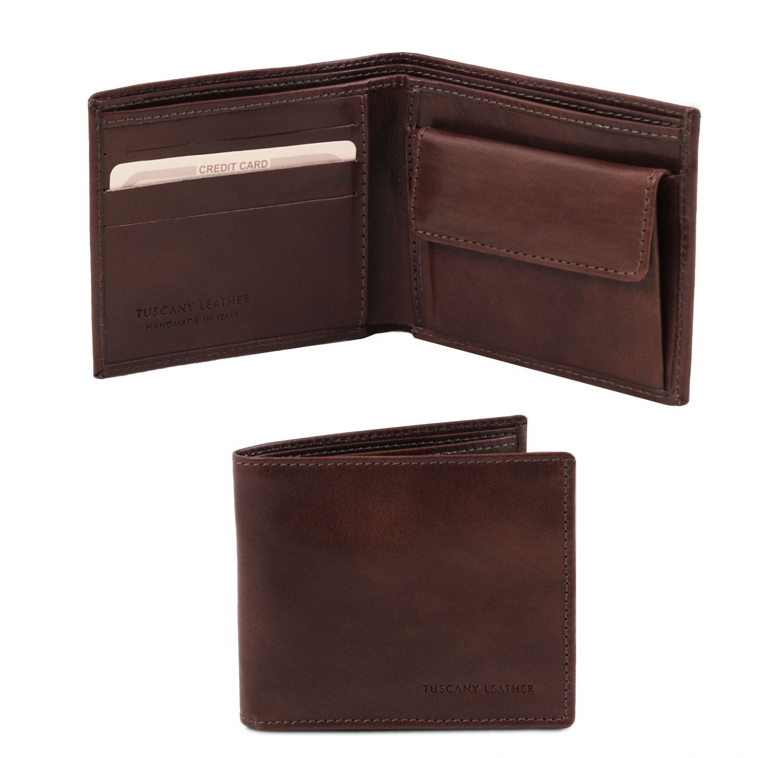 Leather Wallet for men With Coin Pocket Dark Brown TL140761