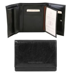 Elégant portefeuille en cuir pour femme Noir TL140790